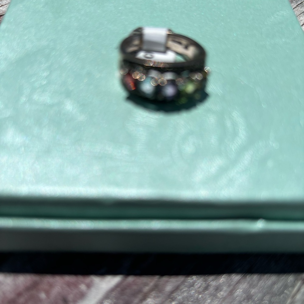 Vintage Solid Sterling Silver Ring With Genuine G… - image 4